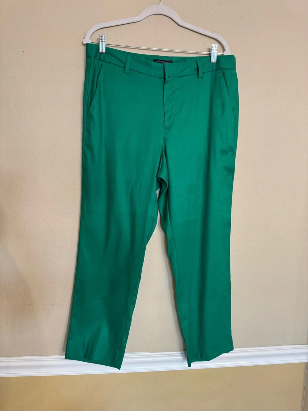 Banana Republic Avery Ankle Linen Blend Pants Women's 12 Forest Green NWT $98